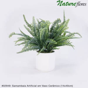 Samambaia Artificial em Vaso Cerâmico (14x40cm)