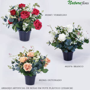 Arranjo Artificial de Rosas em Pote Plástico (25x40cm)