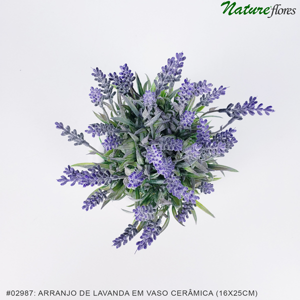 Arranjo de Lavanda Artificial em Vaso cerâmica (16x25cm) - Imagem 3
