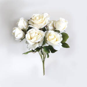 Rosa Branca Buquê 10F Artificial (48cm)