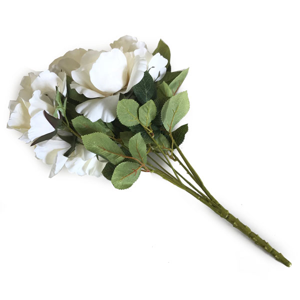 Rosa Branca Buquê 10F Artificial (48cm) - Imagem 3