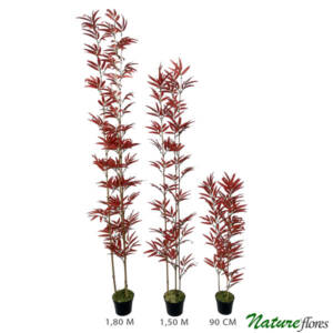 Bambu Áurea Vermelho 3-hastes Árvore Semi-Artificial