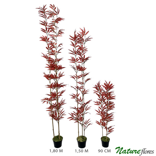 Bambu Áurea Vermelho 3-hastes Árvore Semi-Artificial