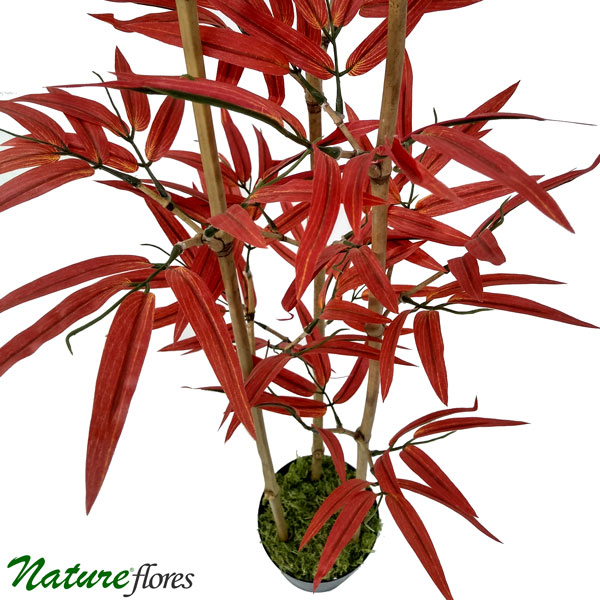 Bambu Áurea Vermelho 3-hastes Árvore Semi-Artificial - Imagem 2