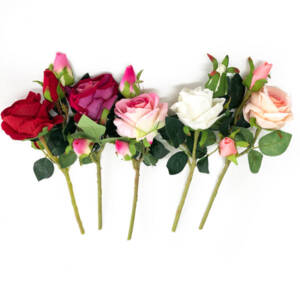 Rosa com Botão Galho Artificial (33cm)