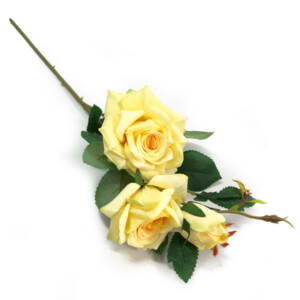 Rosa com 3 Flores Galho Floral Artificial (65cm)