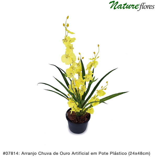 Arranjo Chuva de Ouro Artificial em Pote Plástico (24x48cm) - Imagem 2