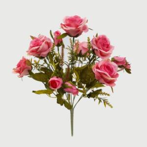 Rosa Buquê Floral Artificial 9H (42cm) - rosa