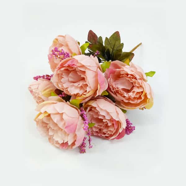 Peony Rosa Buquê Floral Artificial 7F (55cm) - Imagem 2