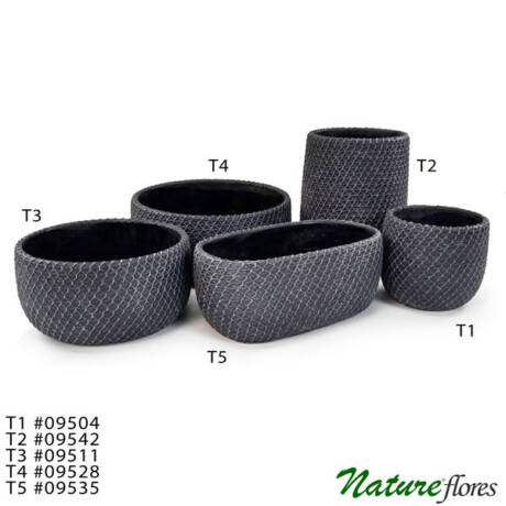 Coleção Renda Preto Vaso de Cimento