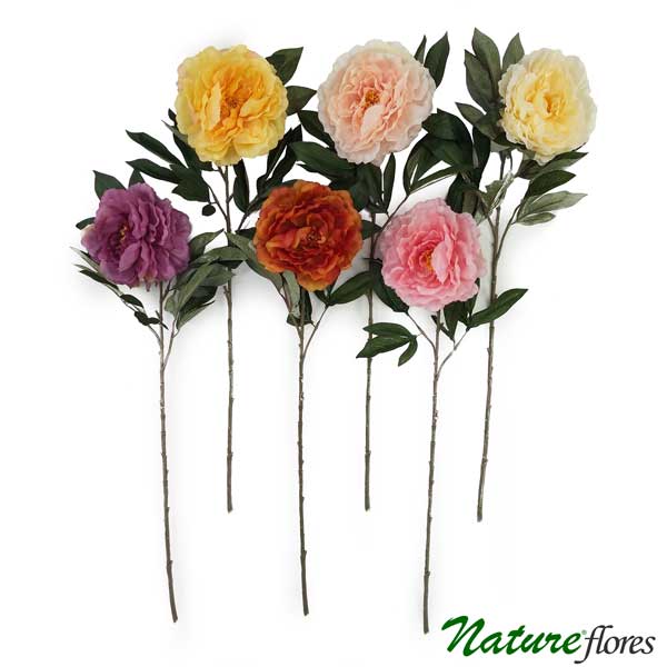 Peônia Galho de Flor Artificial (80cm)