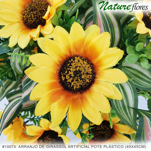 Arranjo de Girassol Artificial com Pote Plástico (40x45cm) - Imagem 2