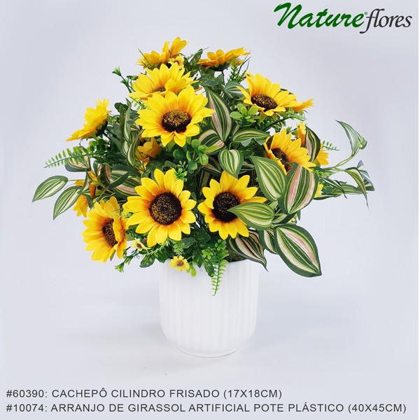 Arranjo de Girassol Artificial com Pote Plástico (40x45cm) - Imagem 3