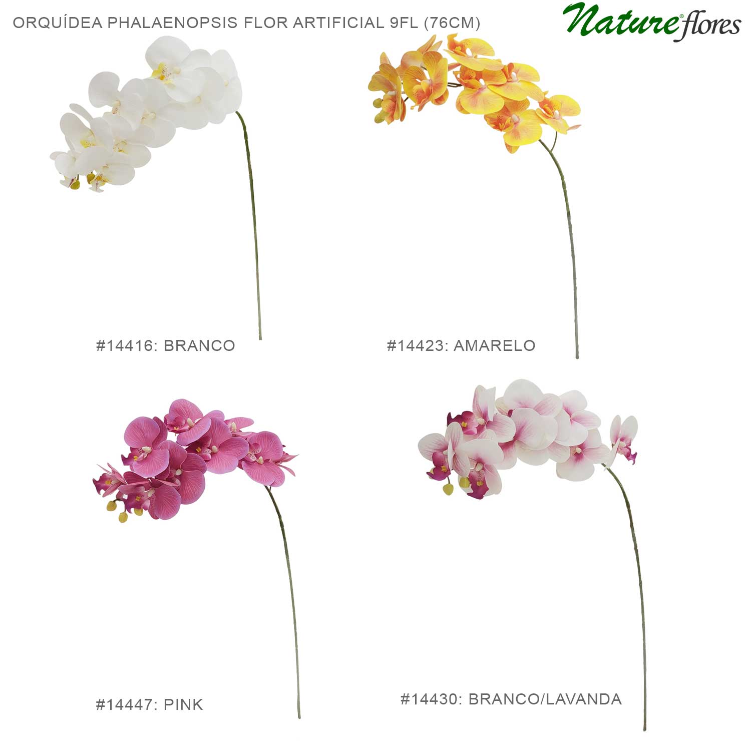 Orquídea Phalaenopsis Flor Artificial 9FL (76cm)