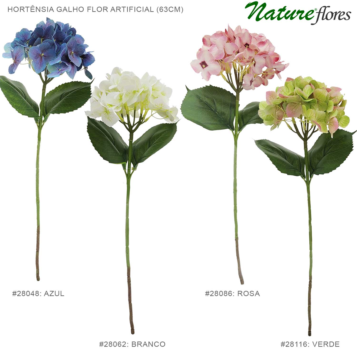 Hortênsia Galho Flor Artificial (63cm)