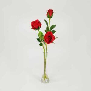 Vaso de Vidro Solitário com 3 Rosas - Água Artificia