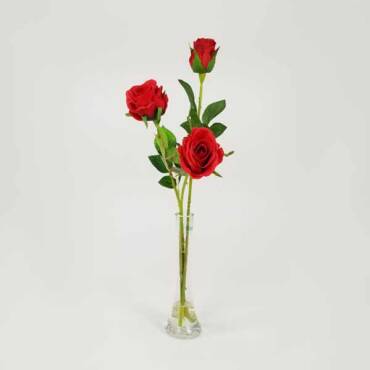 Vaso de Vidro Solitário com 3 Rosas - Água Artificia