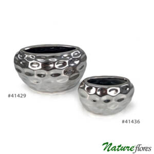 Vaso Cerâmica Silver Oval