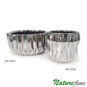 Vaso Cerâmica Silver Redondo