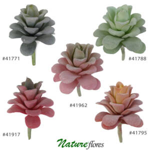 Rosa-de-Pedra Suculenta Artificial Aveludada (12cm)