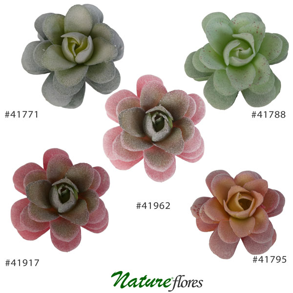 Rosa-de-Pedra Suculenta Artificial Aveludada (12cm) - Imagem 2