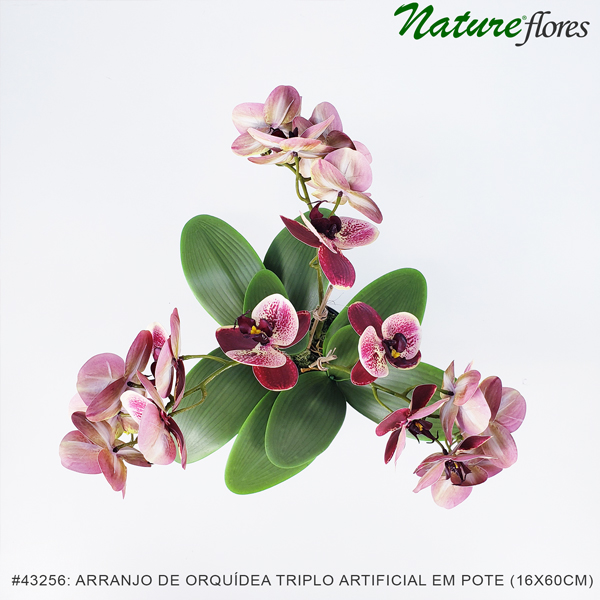 Arranjo de Orquídea Borboleta Triplo Artificial em Pote Plástico (16x60cm) - Imagem 3