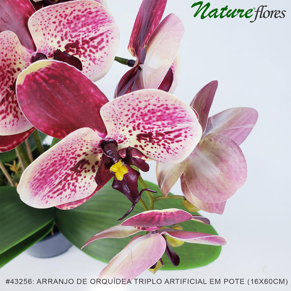 Arranjo de Orquídea Borboleta Triplo Artificial em Pote Plástico (16x60cm) - Imagem 4