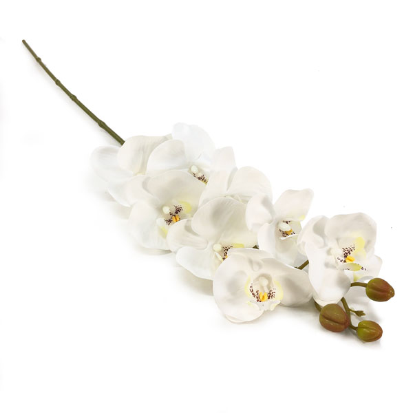 Phalaenopsis Branco Galho Floral Artificial 9F (1,10cm) - Imagem 2