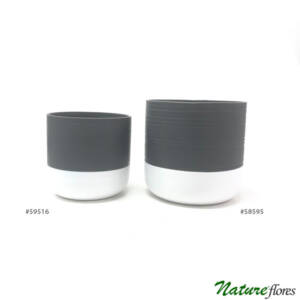 Vaso de Cerâmica Bicolor com Cinza (13-15cm)