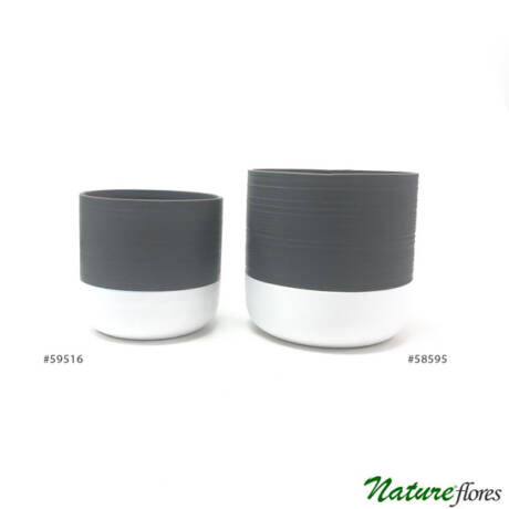 Vaso de Cerâmica Bicolor com Cinza (13-15cm)