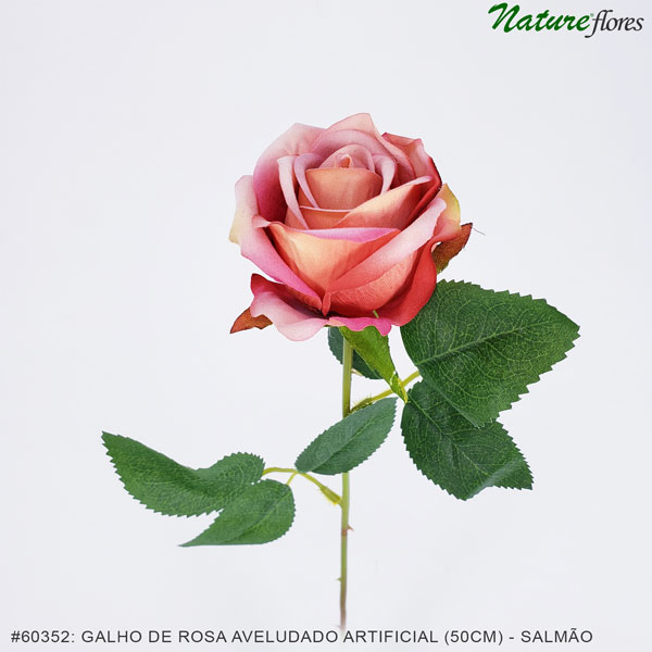 Galho de Rosa Aveludado Artificial (50cm) - Imagem 2