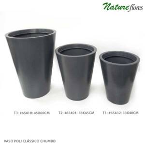 Vaso Alto Poli Clássico Chumbo (40-60cm)