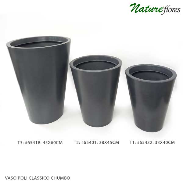 Vaso Alto Poli Clássico Chumbo (40-60cm)