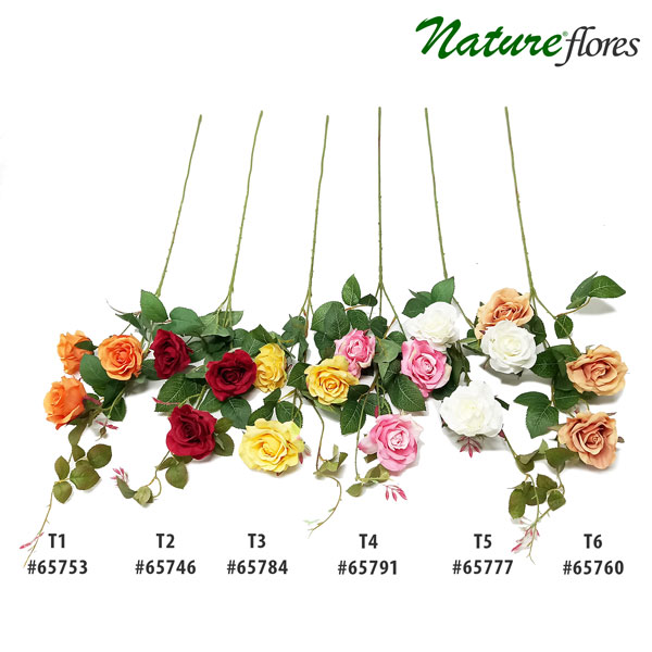 Galho de Rosa Flor Artificial 3F (85cm) - Imagem 2