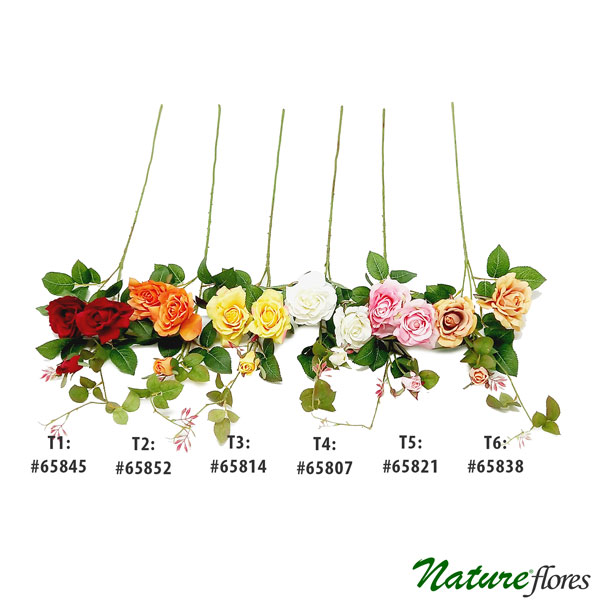 Galho de Rosa Flor Artificial 2F 1BT(85cm) - Imagem 2
