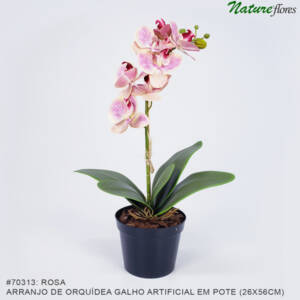 Arranjo de Orquídea Galho Artificial em pote plástico (26x56cm)
