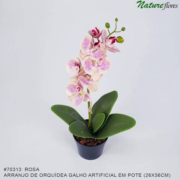 Arranjo de Orquídea Galho Artificial em pote plástico (26x56cm) - Imagem 2