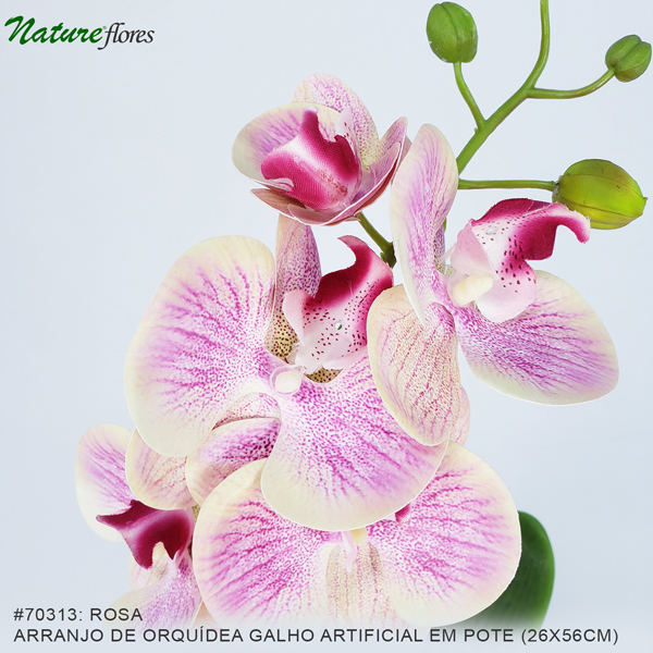 Arranjo de Orquídea Galho Artificial em pote plástico (26x56cm) - Imagem 3