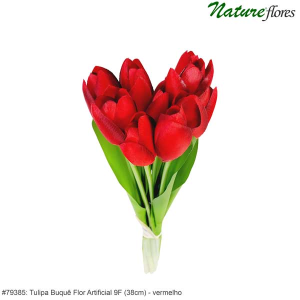 Tulipa Buquê Flor Artificial 9F (38cm) - Imagem 2
