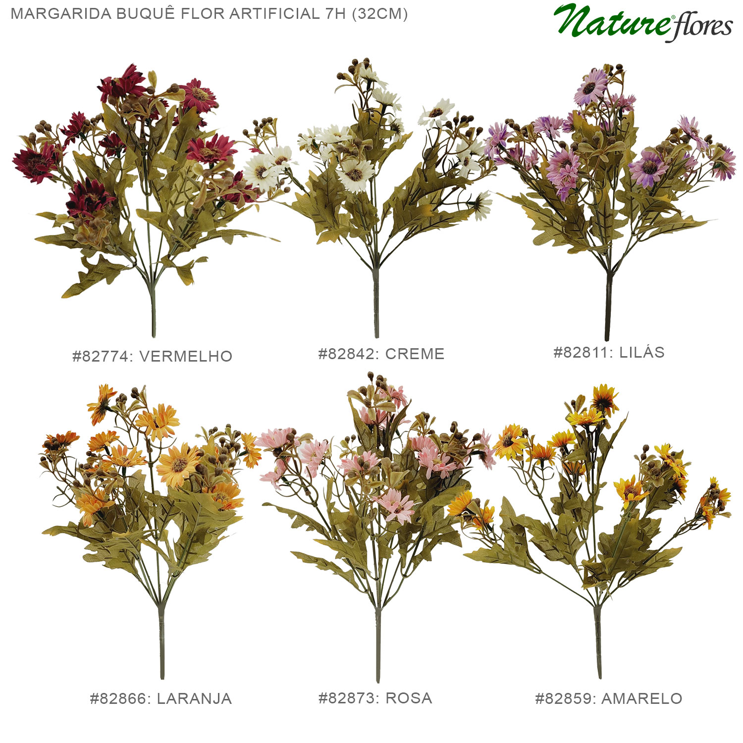 Margarida Buquê Flor Artificial 7H (32cm)