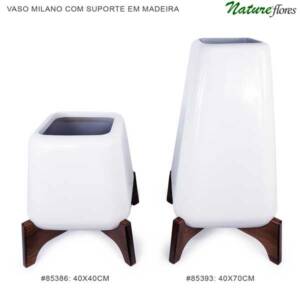 Vaso Milano com suporte em madeira