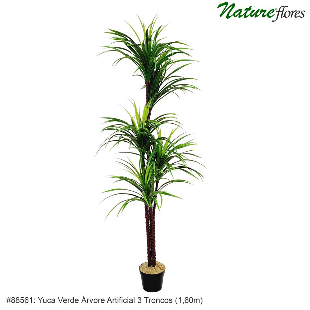 Yuca Verde Árvore Artificial 3 Troncos 5F (1,60m)