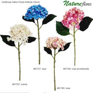 Hortênsia Galho Floral Artificial (34cm)