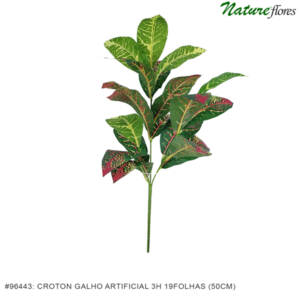 Cróton galho artificial 3h 19Folhas (50cm)