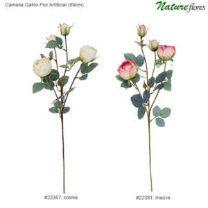 Camelia Galho Flor Artificial (69cm)