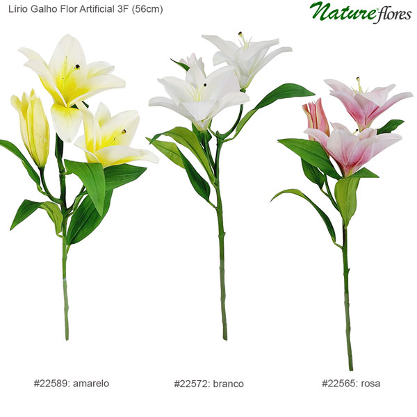 Lírio Galho Flor Artificial 3F (56cm)