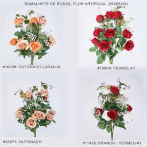 Ramalhete de Rosas e Mosquitinho Flor Artificial (25x65cm)