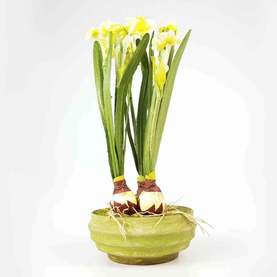 Vaso de Narciso Amarelo Artificial 3FL (34cm)