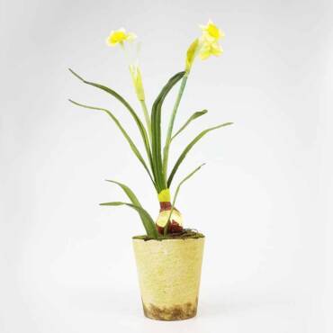 Vaso de Narciso Amarelo Arranjo Artificial