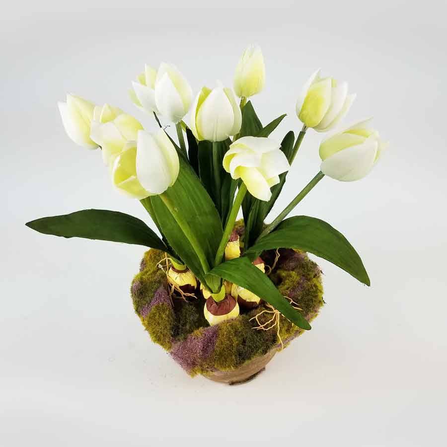 Vaso de Tulipa Branca em Bulbo Artificial 7FL (40cm) - Imagem 3
